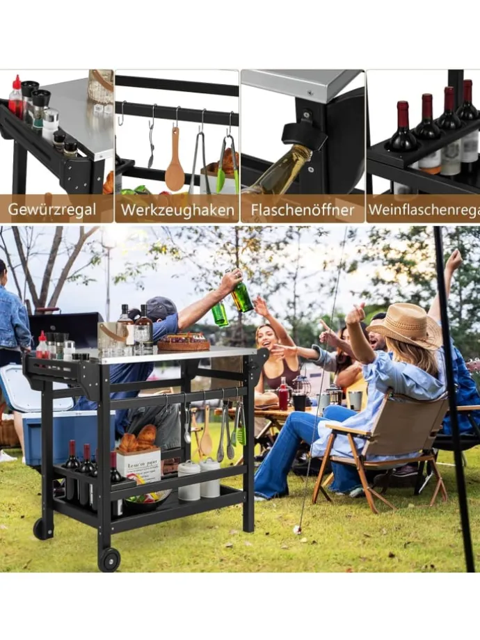 Grillwagen HDPE in Schwarz