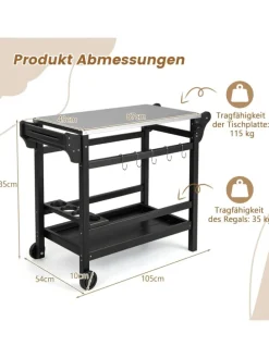 Grillwagen HDPE in Schwarz