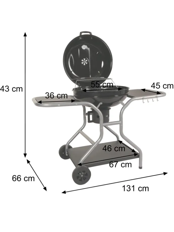 Grillwagen N16 mit Deckel drei Ablagen