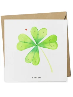 Grußkarte Blume Kleeblatt ohne Spruch in Weiß