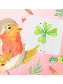 Grußkarte Blume Kleeblatt ohne Spruch in Weiß