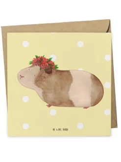 Grußkarte Meerschweinchen Weisheit ohne Spruch in Gelb Pastell