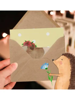 Grußkarte Meerschweinchen Weisheit ohne Spruch in Gelb Pastell