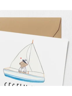 Gutschein Bootstour Abenteuer mit Spruch in Weiß