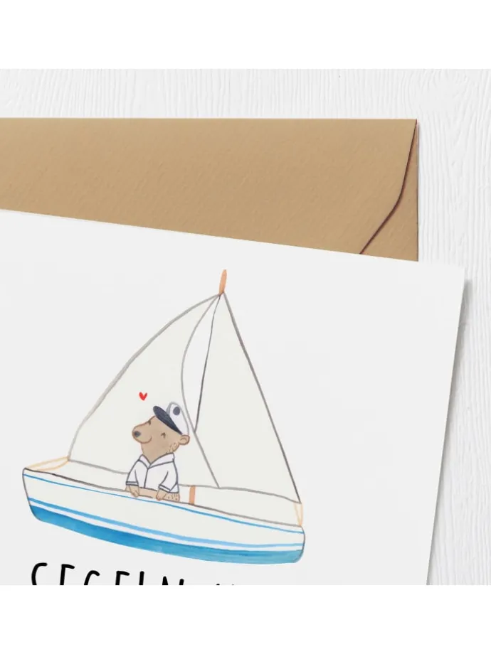 Gutschein Bootstour Abenteuer mit Spruch in Weiß