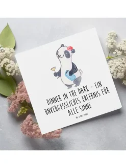 Gutschein Dinner in the Dark Erlebnis mit Spruch in Weiß