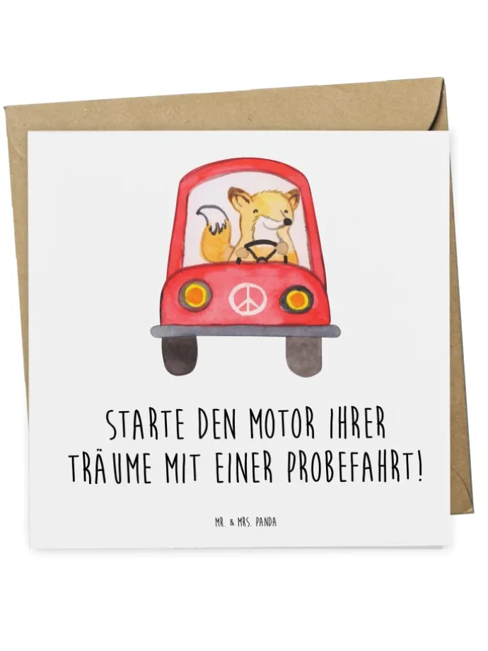 Gutschein Probefahrt im Traumauto mit Spruch in Weiß