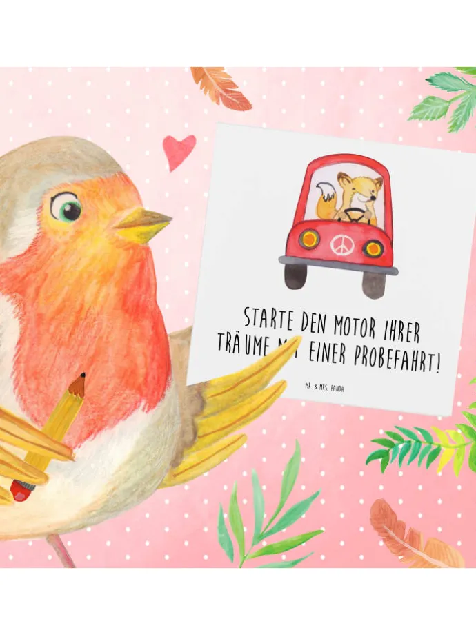 Gutschein Probefahrt im Traumauto mit Spruch in Weiß