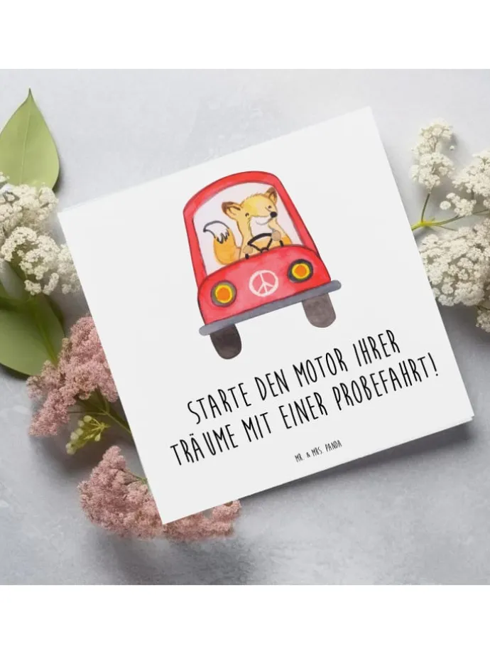 Gutschein Probefahrt im Traumauto mit Spruch in Weiß