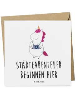 Gutschein Städtereise Abenteuerbeginn mit Spruch in Weiß