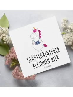 Gutschein Städtereise Abenteuerbeginn mit Spruch in Weiß