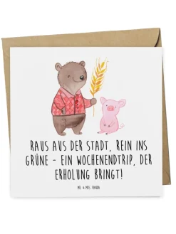 Gutschein Wochenendtrip auf dem Land mit Spruch in Weiß