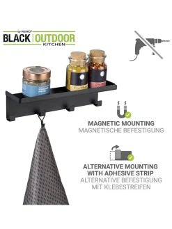 Hakenleiste "Ima" in Schwarz - (L)30 cm