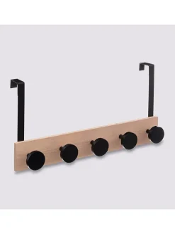 Hakenleiste in Schwarz/ Hellbraun - (B)50 x (H)24 x (T)11 cm