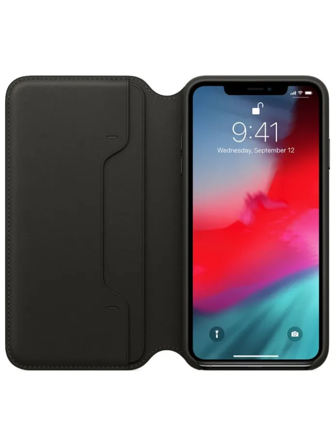 Handyhülle Leder Folio Case für iPhone XS Max MRX22ZM/A in schwarz