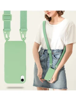 Handykette für Apple iPhone XR Hülle in LIQUID HELL GRÜN