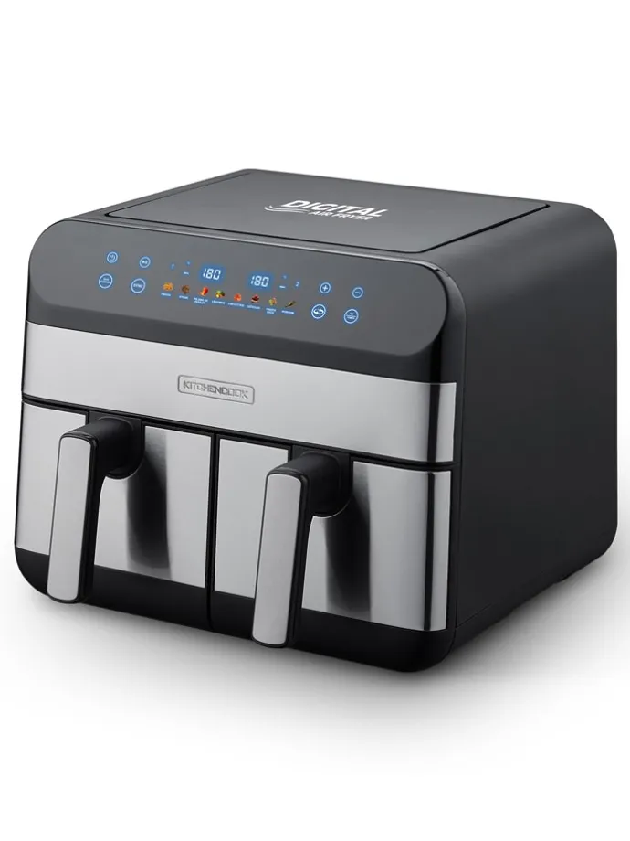 Heißluftfritteuse ''Airflow_9'' in Silber/ Schwarz - (B)44 x (H)37,2 x (T)43 cm