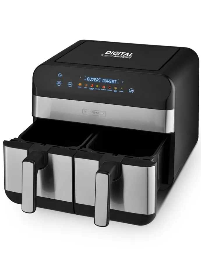 Heißluftfritteuse ''Airflow_9'' in Silber/ Schwarz - (B)44 x (H)37,2 x (T)43 cm