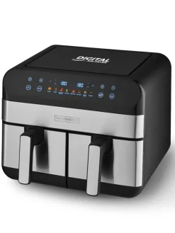 Heißluftfritteuse ''Airflow_9'' in Silber/ Schwarz - (B)44 x (H)37,2 x (T)43 cm