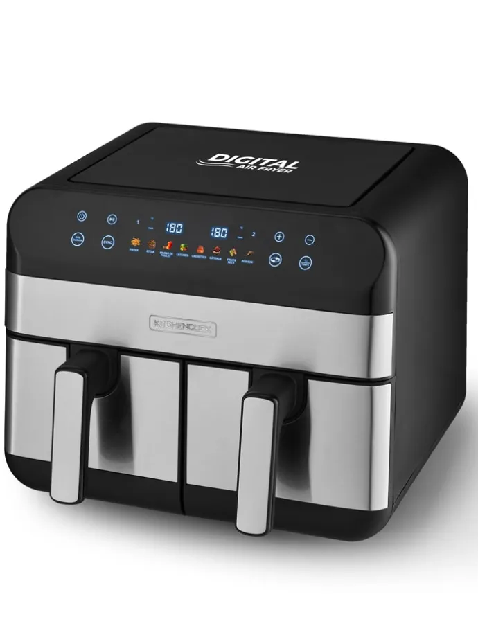 Heißluftfritteuse ''Airflow_9'' in Silber/ Schwarz - (B)44 x (H)37,2 x (T)43 cm