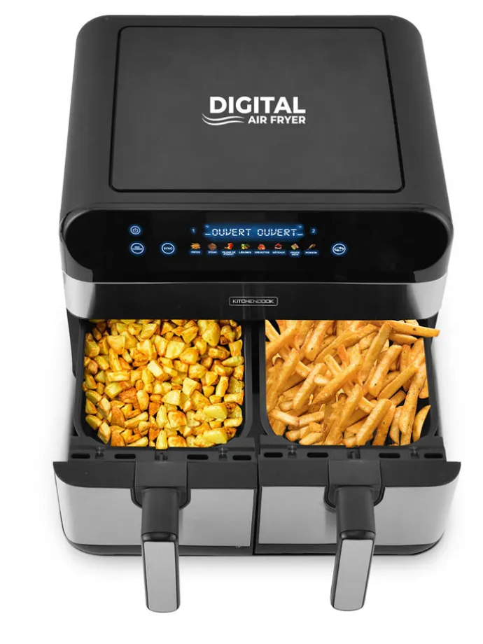 Heißluftfritteuse ''Airflow_9'' in Silber/ Schwarz - (B)44 x (H)37,2 x (T)43 cm