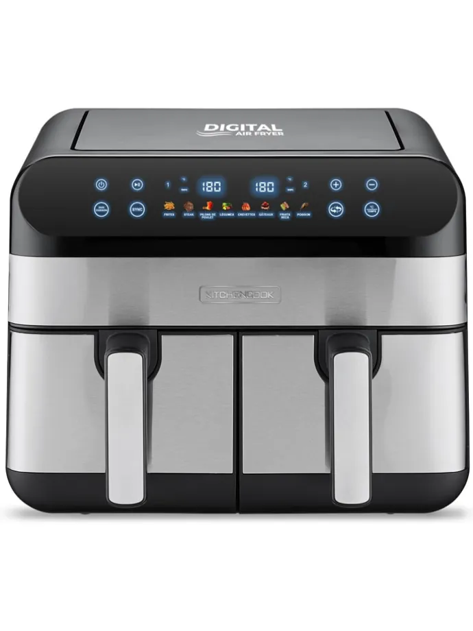 Heißluftfritteuse ''Airflow_9'' in Silber/ Schwarz - (B)44 x (H)37,2 x (T)43 cm