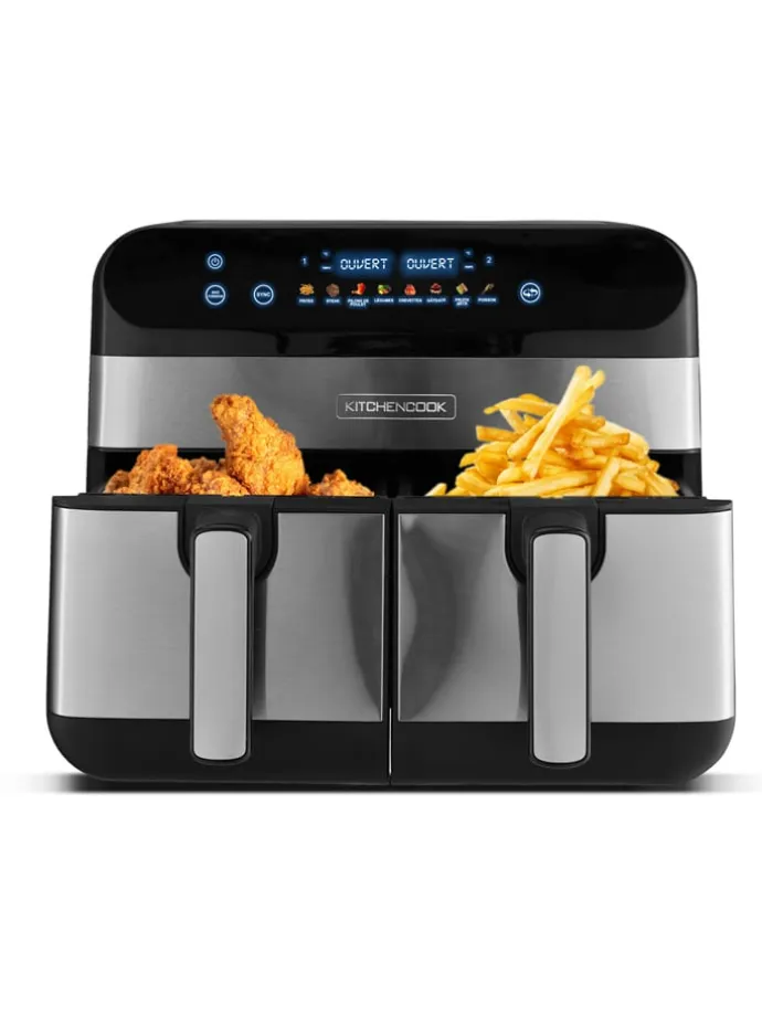 Heißluftfritteuse ''Airflow_9'' in Silber/ Schwarz - (B)44 x (H)37,2 x (T)43 cm