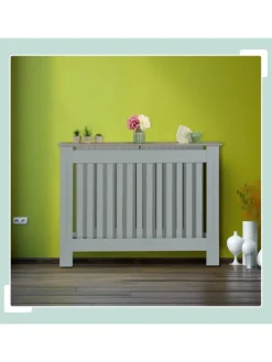 Heizkörperverkleidung in Grau - (B)112 x (H)83 x (T)19 cm