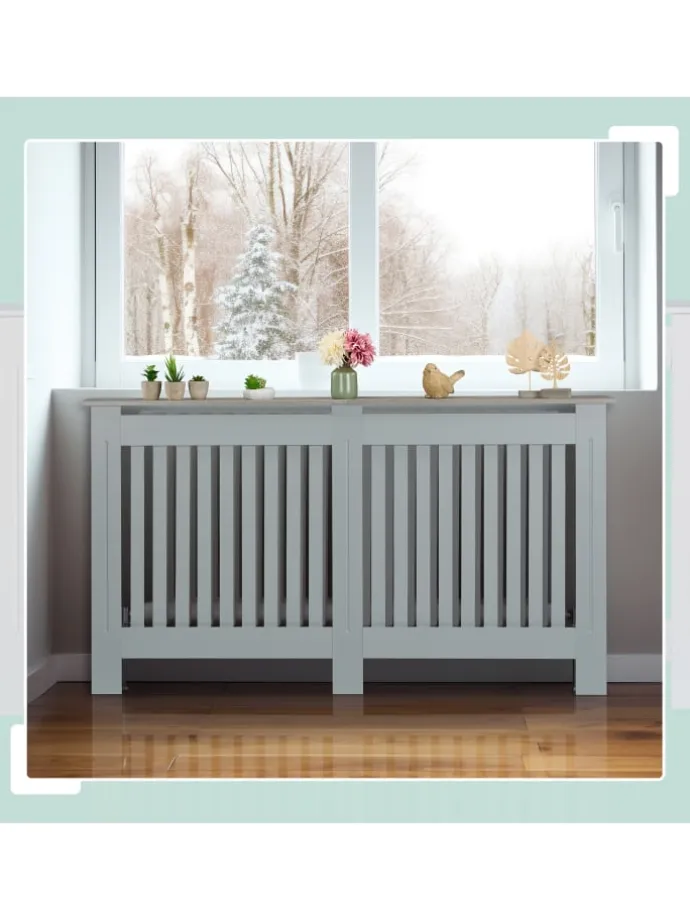 Heizkörperverkleidung in Grau - (B)112 x (H)83 x (T)19 cm