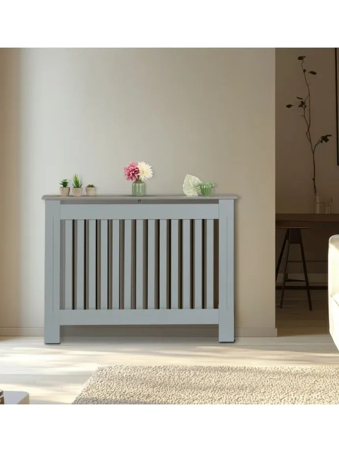 Heizkörperverkleidung in Grau - (B)112 x (H)83 x (T)19 cm