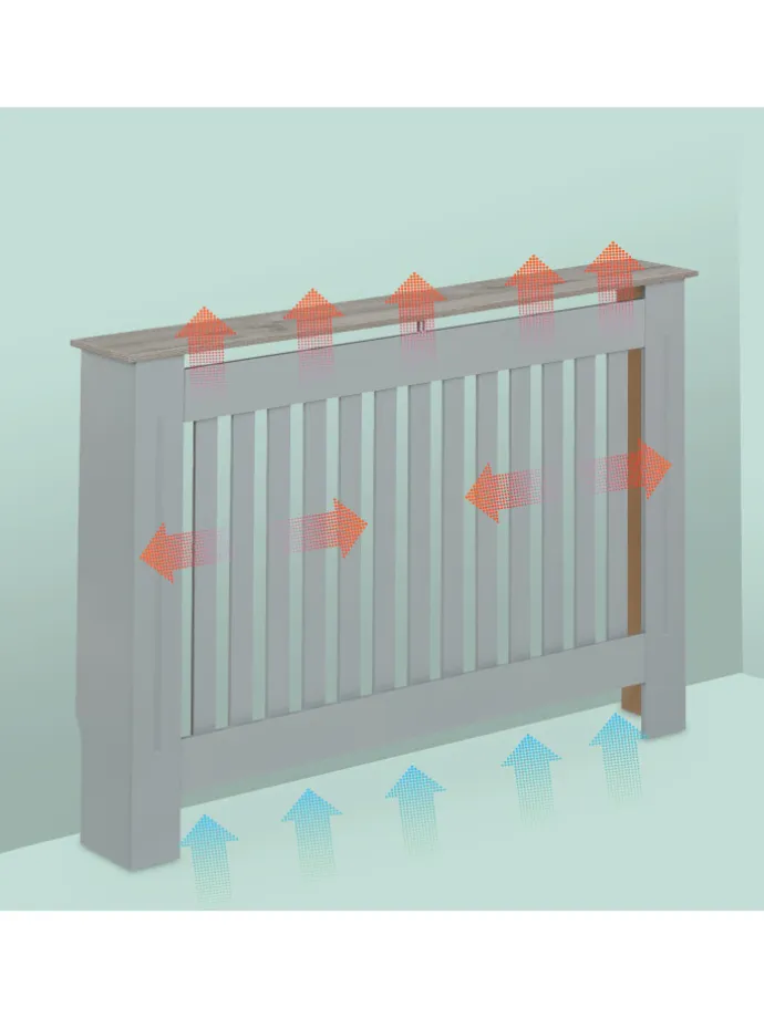 Heizkörperverkleidung in Grau - (B)112 x (H)83 x (T)19 cm