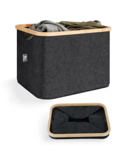 HENNEZ Aufbewahrungskorb "Laura", 40 Liter - faltbar - stabiler Bambusrahmen