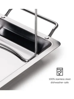 Hähnchenbeingestell mit Abtropfschale in Silber