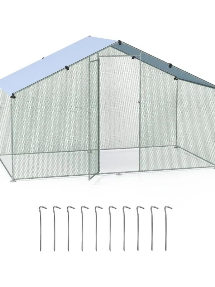 Hühnerstall Winterfest 300x170x190cm in Silber