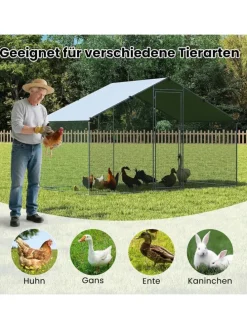 Hühnerstall Winterfest 300x170x190cm in Silber