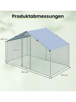 Hühnerstall Winterfest 300x170x190cm in Silber