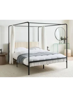 Himmelbett MIRABEAU in Schwarz/Beige - (W) 166 x (H) 170 x (L) 207 cm