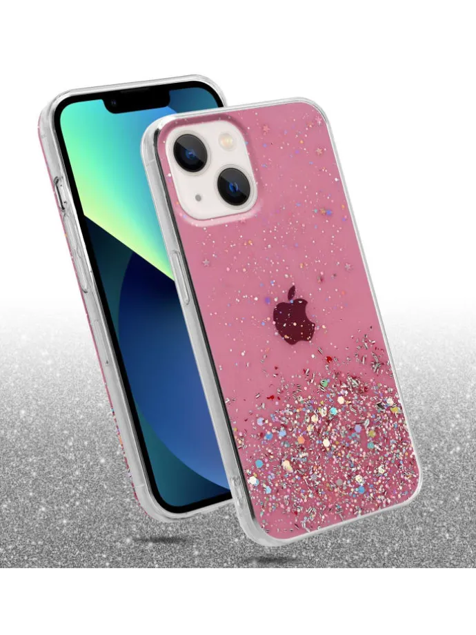Hülle für Apple iPhone 13 MINI Glitter in Rosa mit Glitter