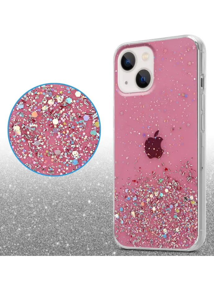 Hülle für Apple iPhone 13 MINI Glitter in Rosa mit Glitter