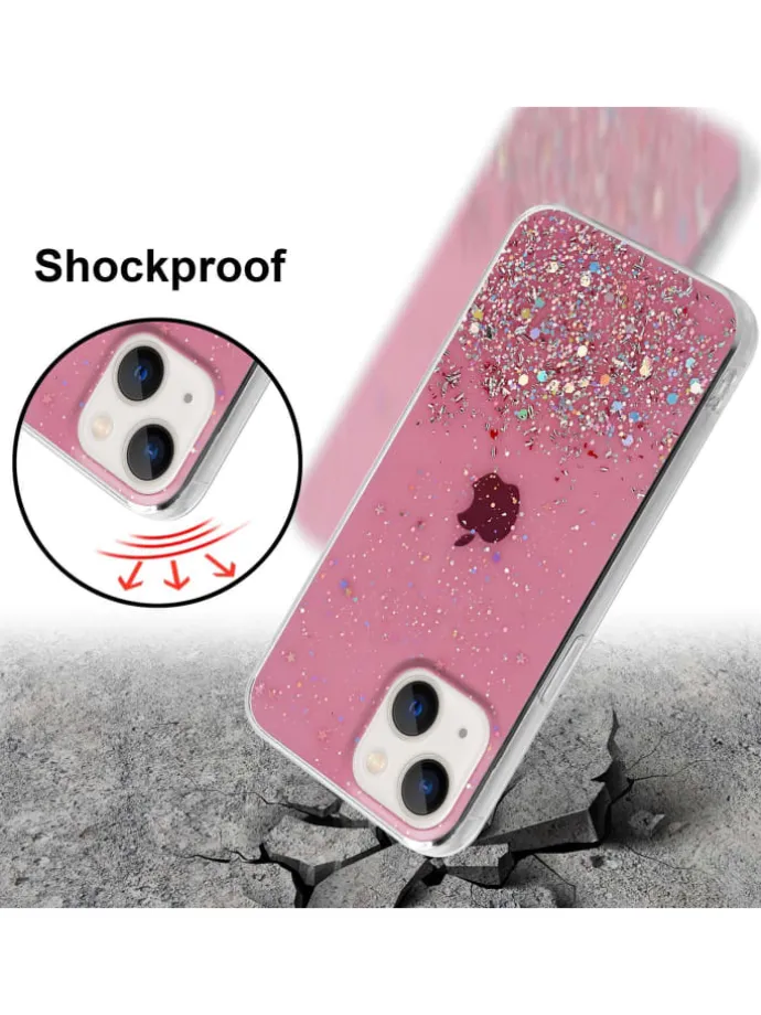Hülle für Apple iPhone 13 MINI Glitter in Rosa mit Glitter
