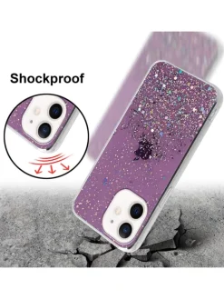 Hülle für Apple iPhone 12 MINI Glitter in Lila mit Glitter
