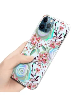 Hülle für Apple iPhone 12 PRO MAX Blumen Muster in PFIRSICHBLÜTEN