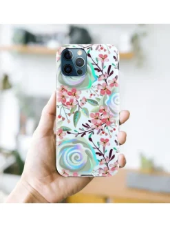 Hülle für Apple iPhone 12 PRO MAX Blumen Muster in PFIRSICHBLÜTEN