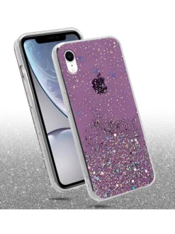 Hülle für Apple iPhone XR Glitter in Lila mit Glitter
