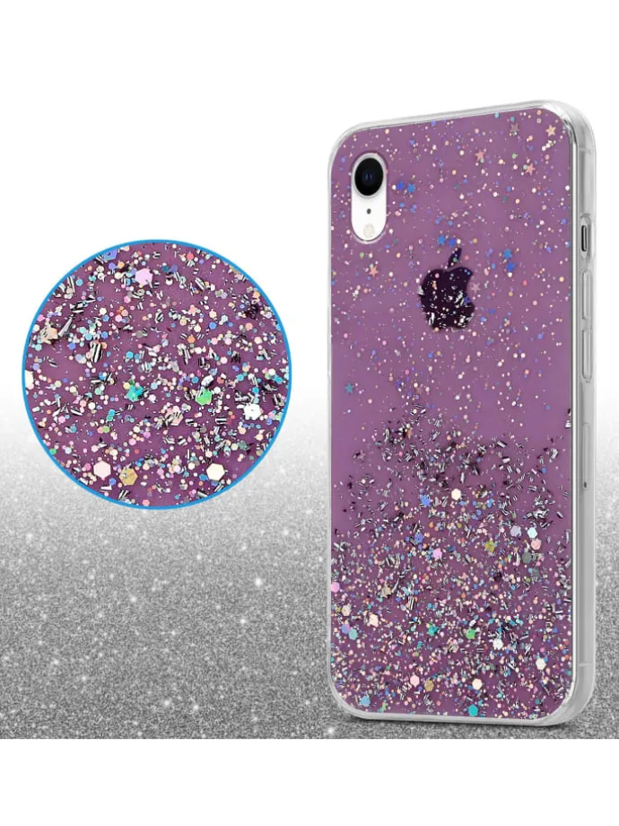 Hülle für Apple iPhone XR Glitter in Lila mit Glitter