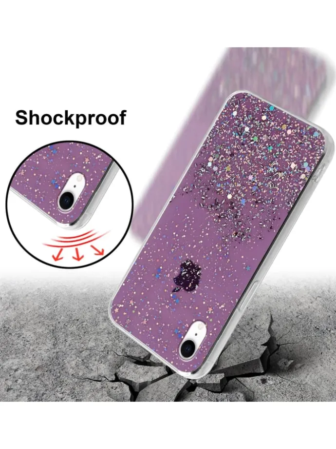 Hülle für Apple iPhone XR Glitter in Lila mit Glitter