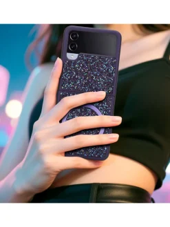 Hülle für Samsung Galaxy Z FLIP 4 Glitzer Schutzhülle in Lila