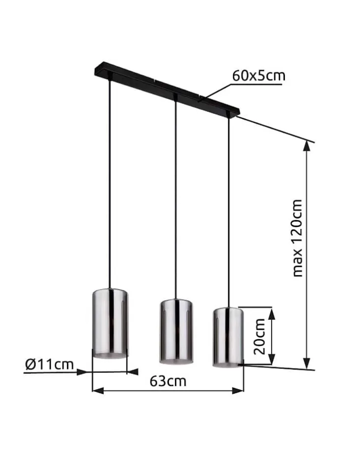Hängeleuchte "Annika" in Schwarz/ Grau - (B)63 cm