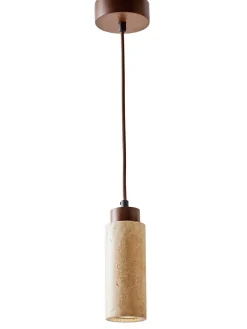 Hängeleuchte "Babıl" in Beige/ Braun - (H)151 x Ø 6,5 cm
