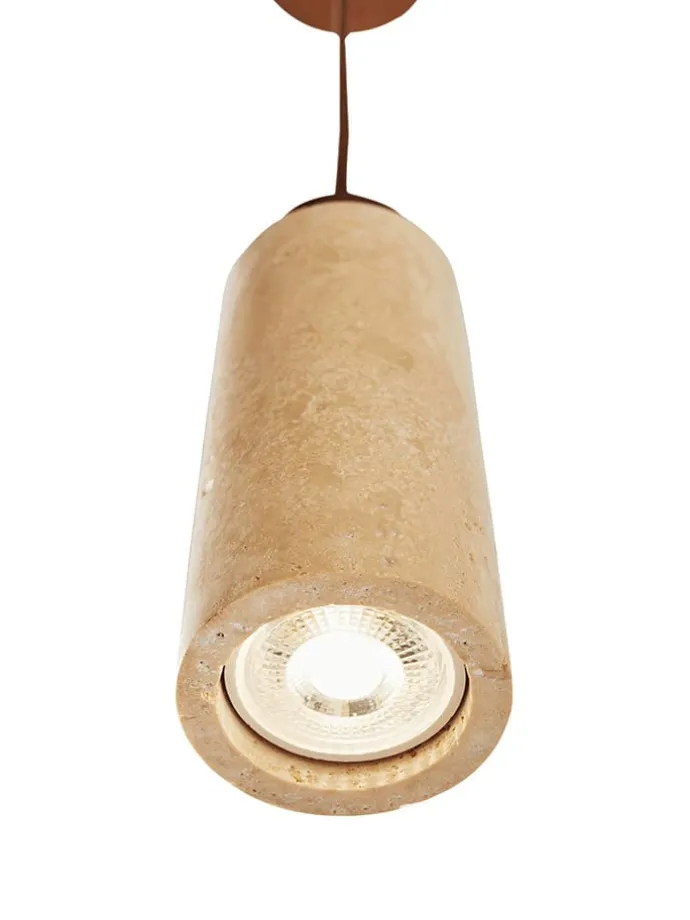 Hängeleuchte "Babıl" in Beige/ Braun - (H)151 x Ø 6,5 cm